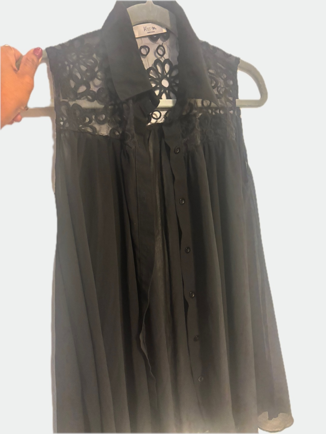 Kiss Me Black Lace Overlay Blouse - photo 5