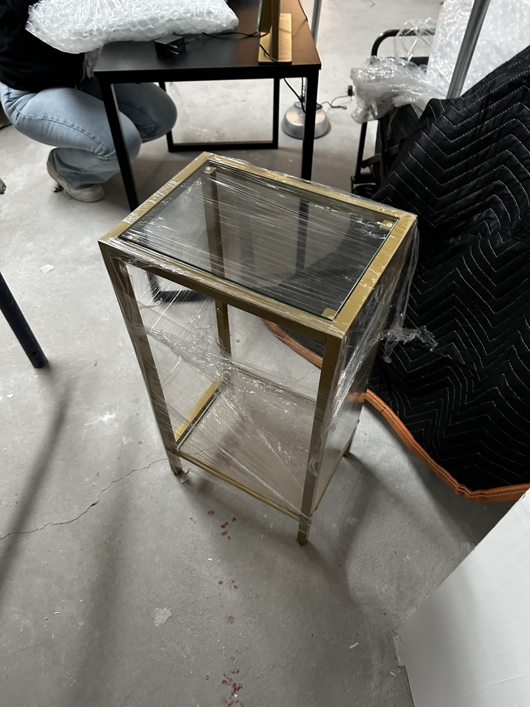 Gold Metal and Glass Side Table - photo 2