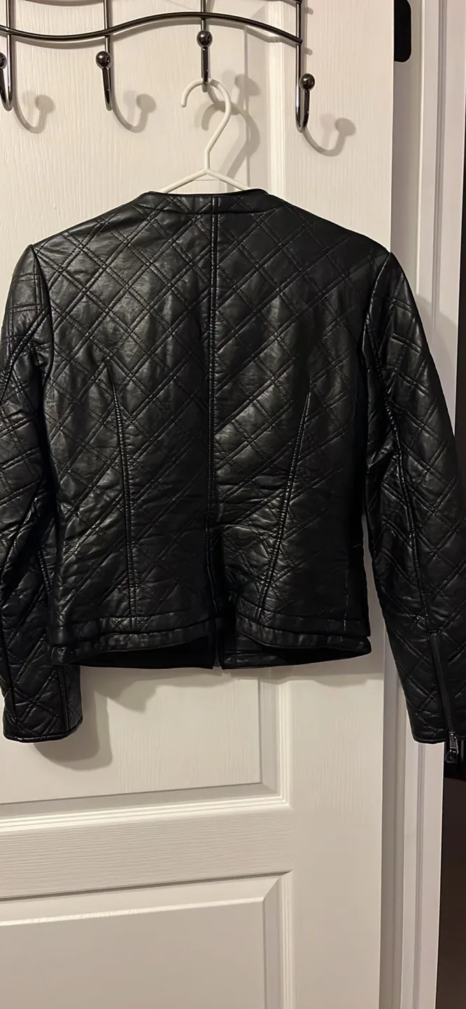 Cleo Black Quilted Leather Jacket - Size XS image indicator(3)