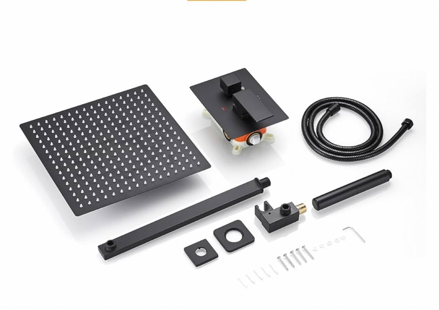 Black Matte Square Rainfall Shower Faucet System - photo 3
