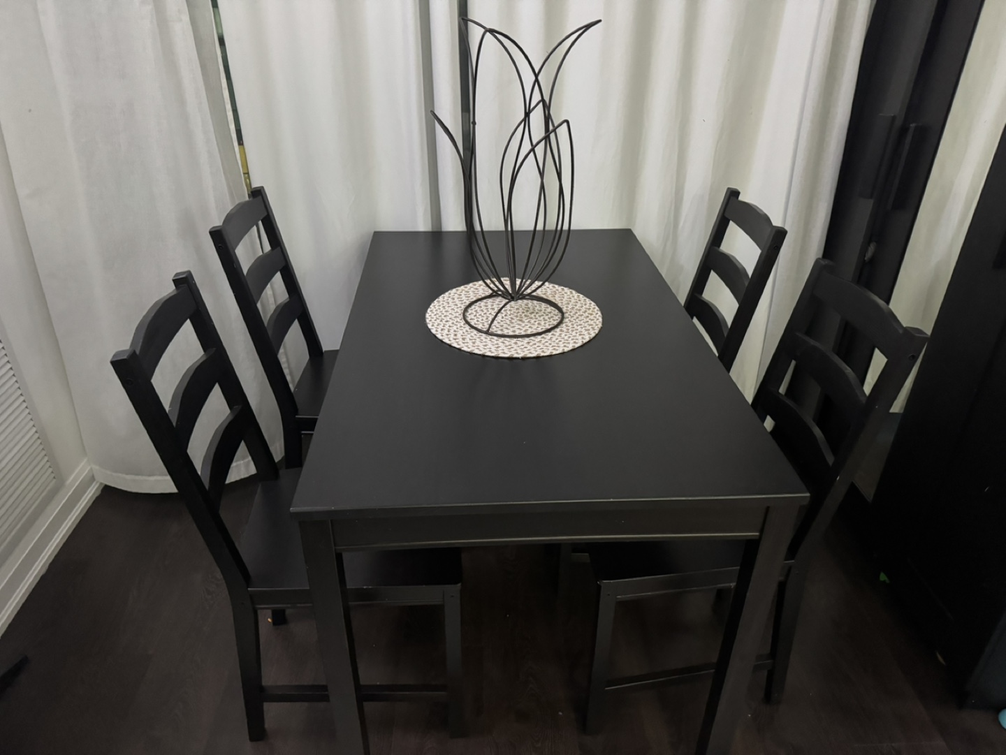 Black Dining Table & 4 Chairs Set
