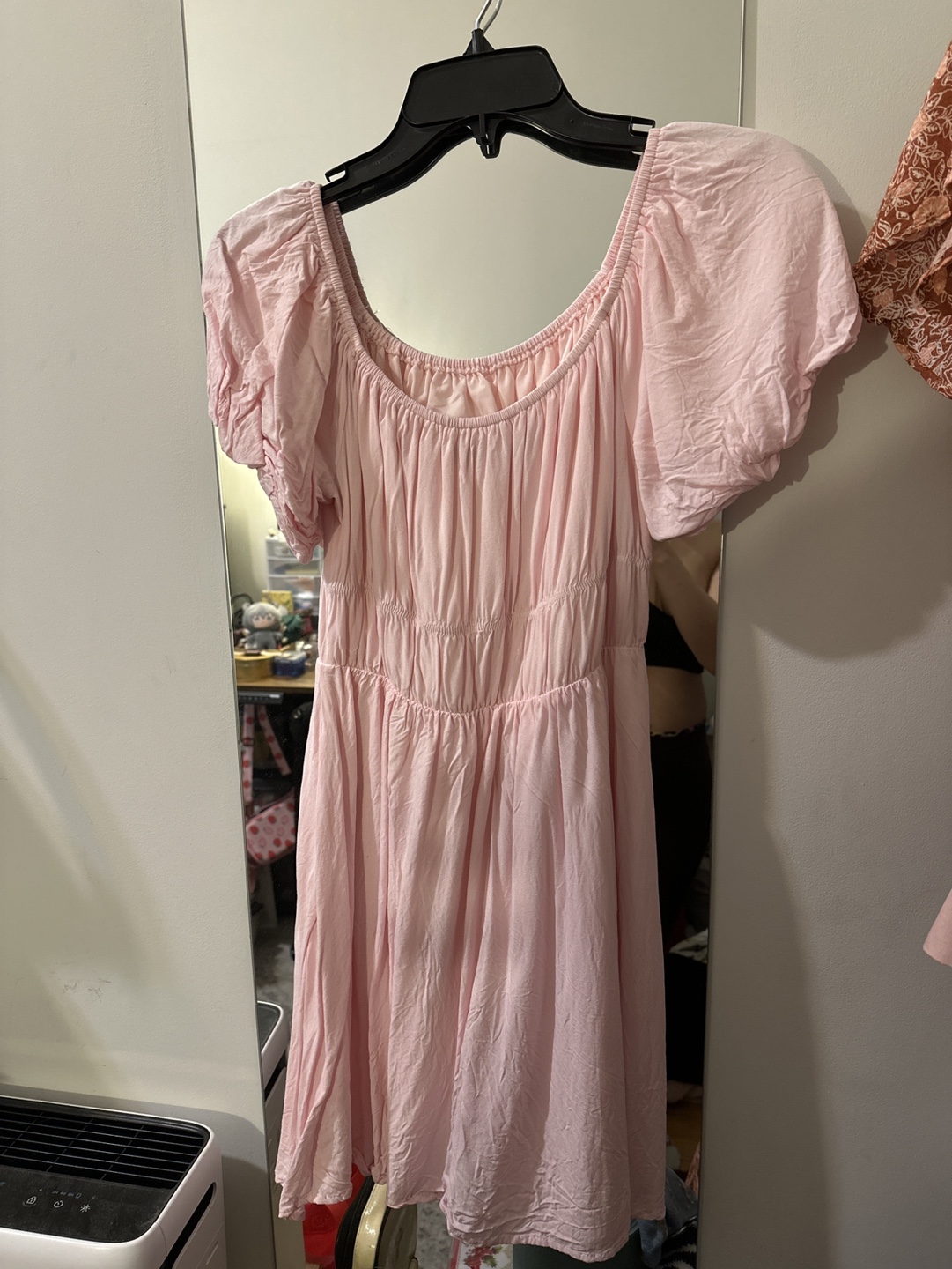 Pink Puff Sleeve Mini Dress