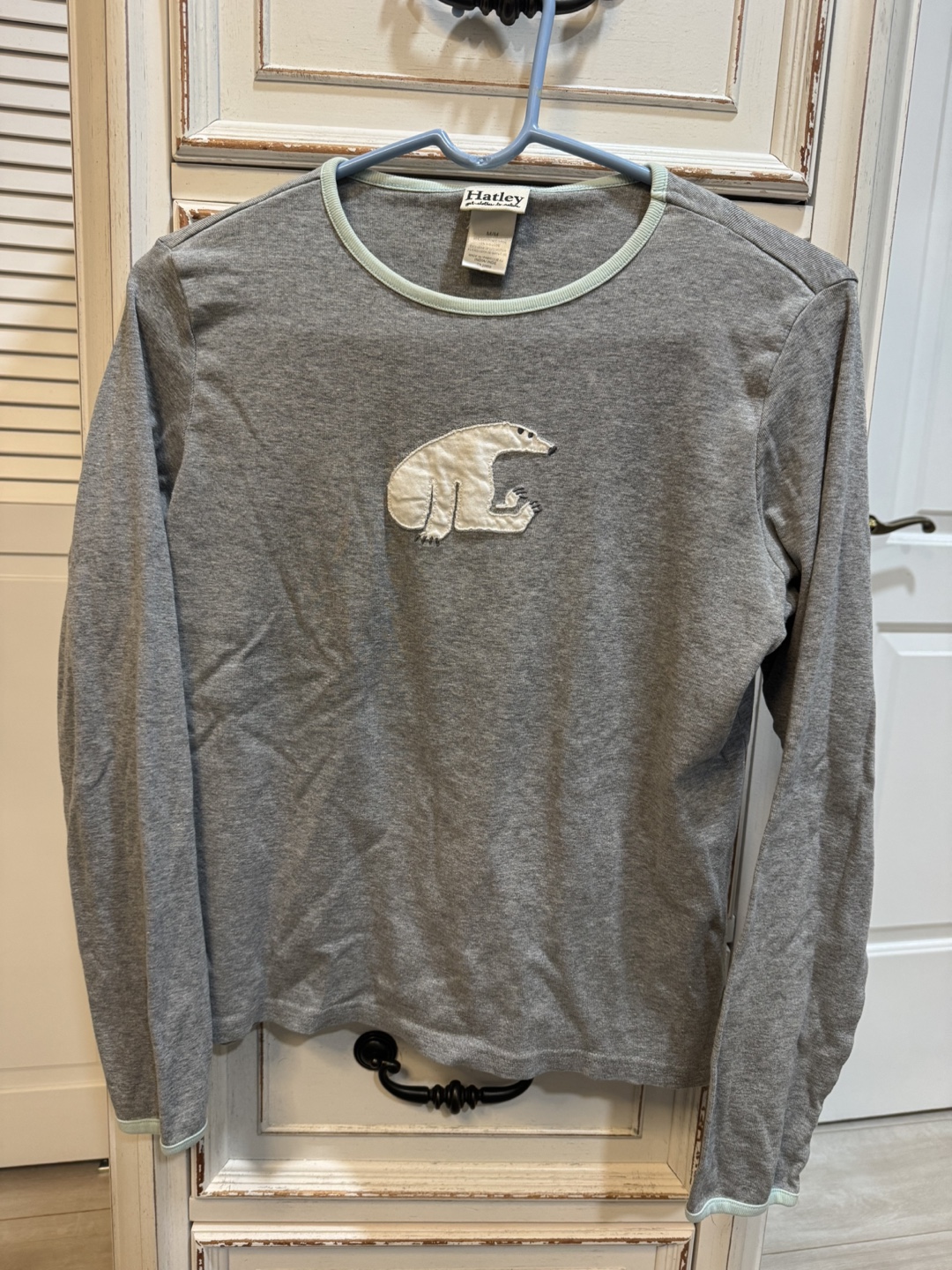 Hatley Women's Size M Long Sleeve Shirt Gray Polar Bear