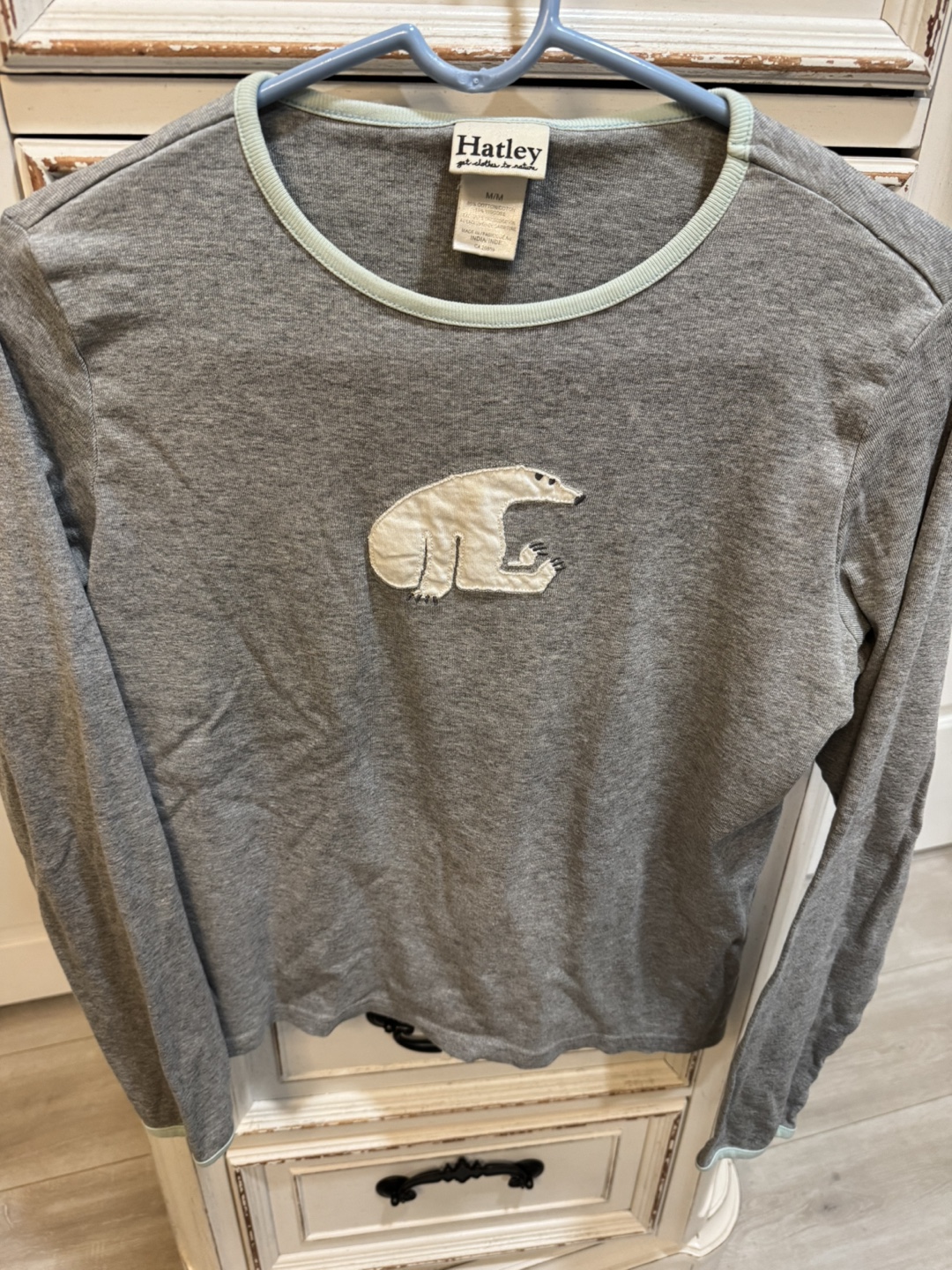 Hatley Women's Size M Long Sleeve Shirt Gray Polar Bear - photo 3
