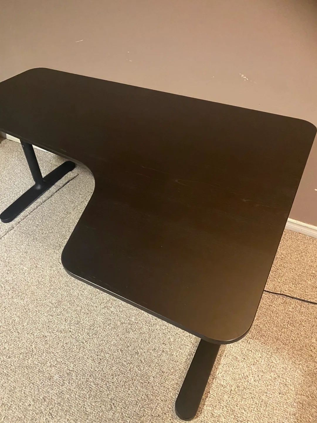 (delivery available)black right corner adjustable ikea desk image indicator(3)