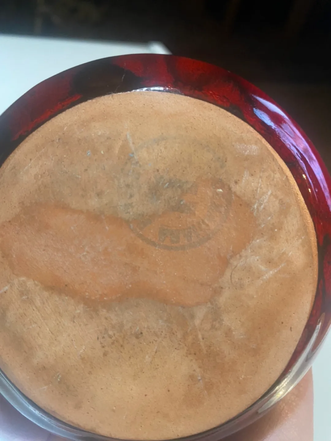 Vintage Red and Brown Ceramic Sugar Bowl and Creamer Set image indicator(4)