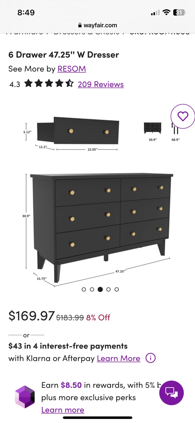 White and Dark Brown 6-Drawer Dresser - photo 3
