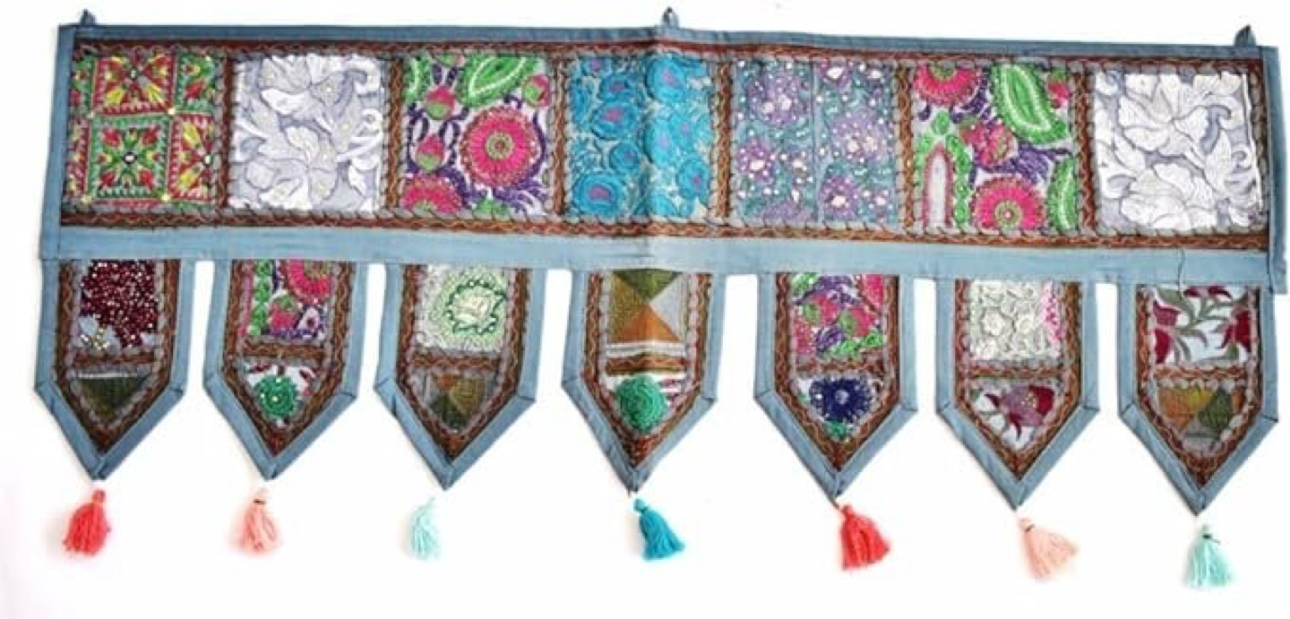 Bohemian Handmade Embroidered  Patchwork Window Valance