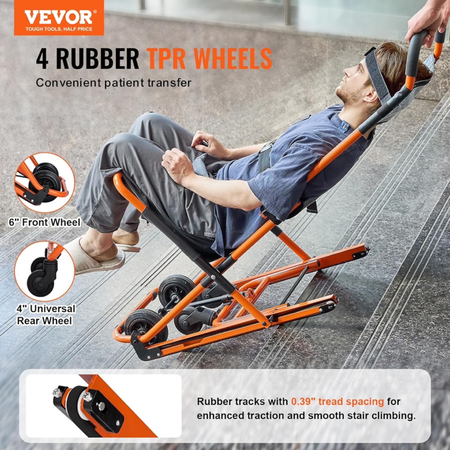 VEVOR Manual Stair Chair, 350 lbs Load