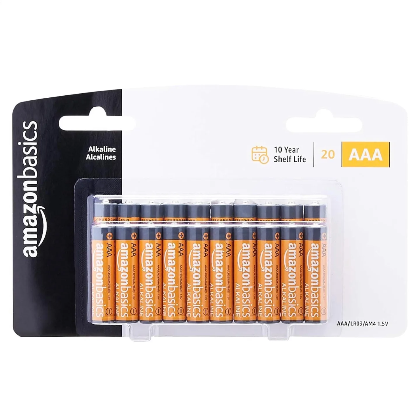 20-Pack AAA Alkaline Batteries, 1.5 Volt, Long-Lasting Power image indicator(6)