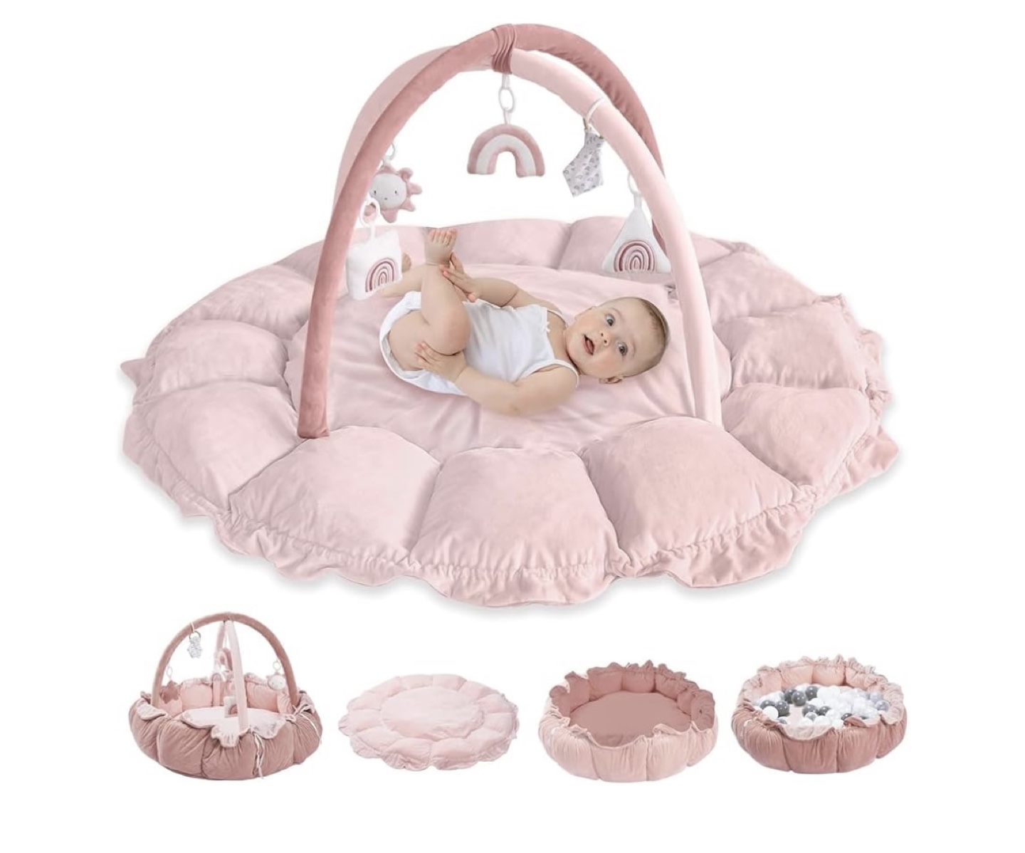 5-in-1 Convertible Baby Gym & Play Mat - Pink