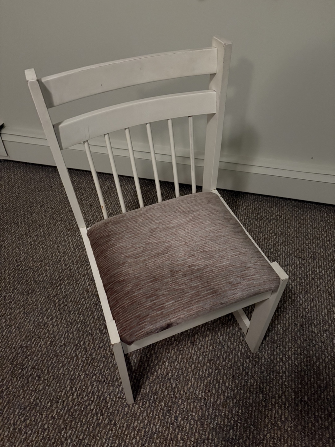 White Wooden Chair with Brown Cushion