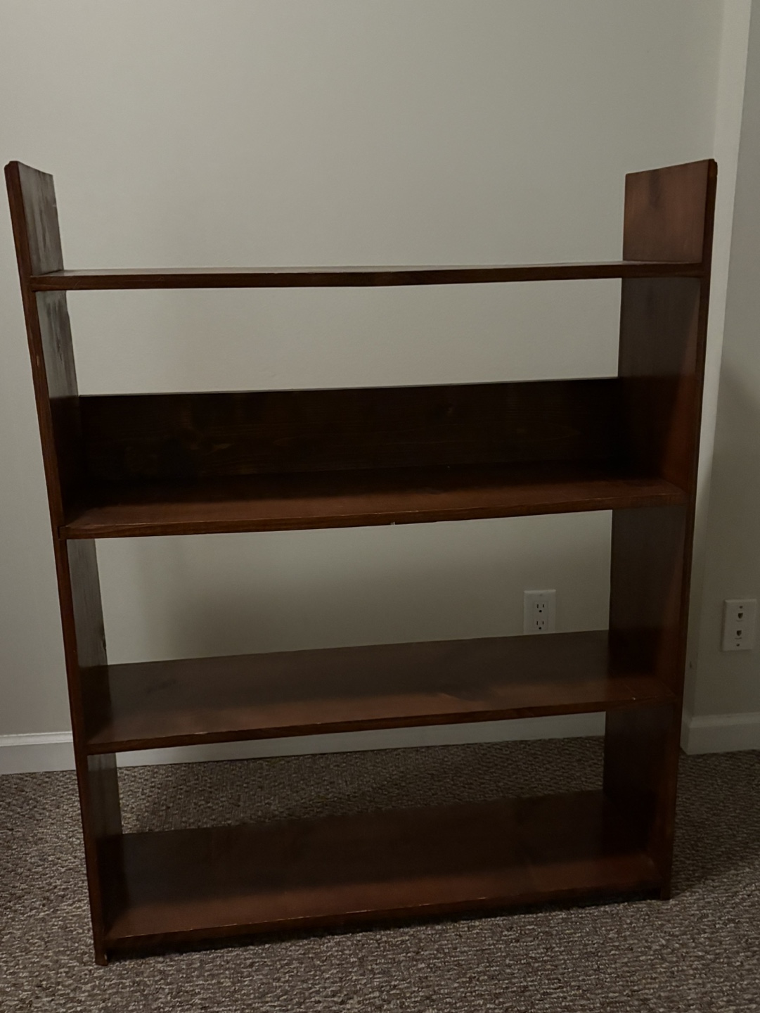 Four-shelf wooden bookcase