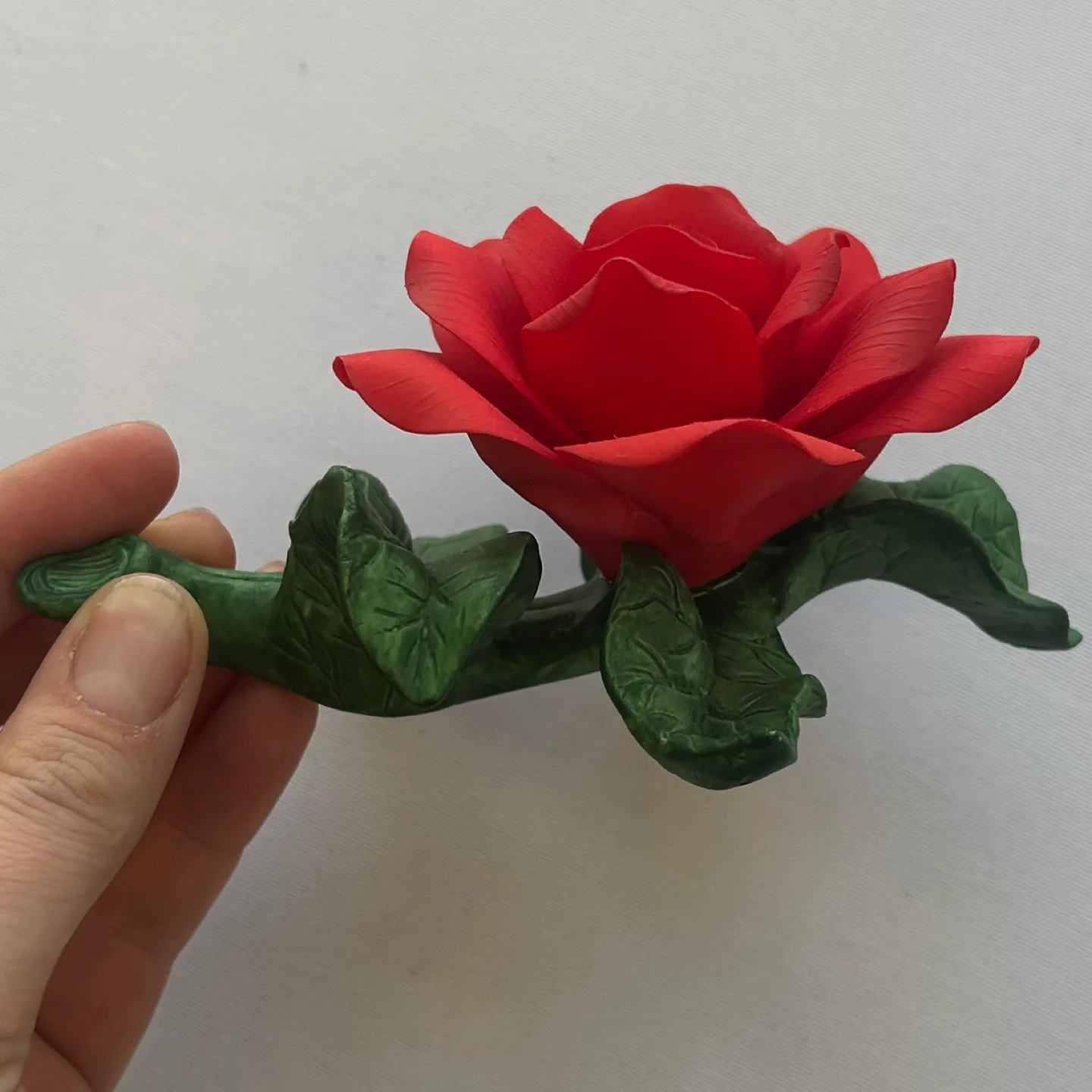 Vintage 1980 Mr Lincoln Porcelain Red Rose Flower Figurine image indicator(3)