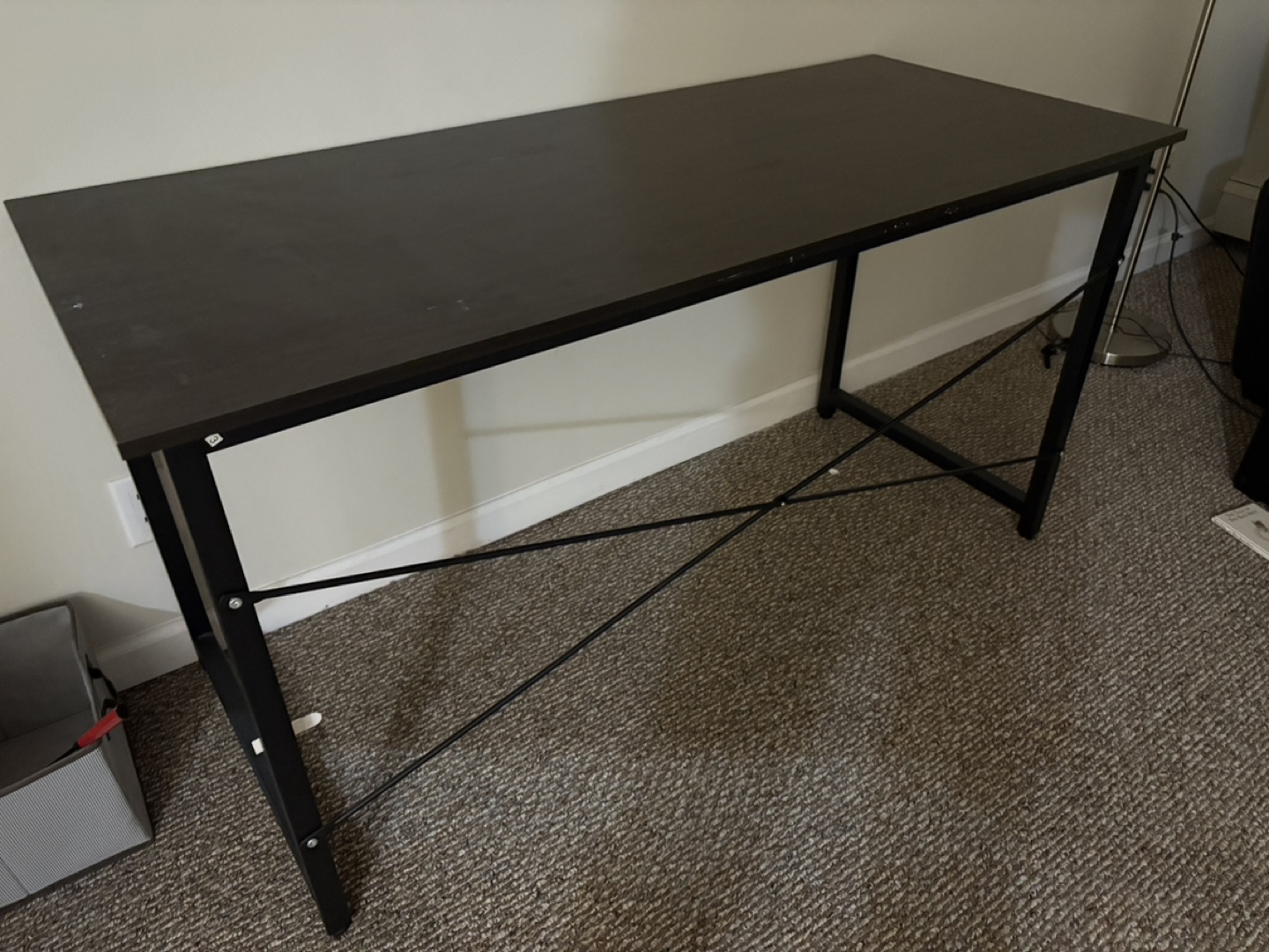 Dark Brown Computer Desk with Metal Legs