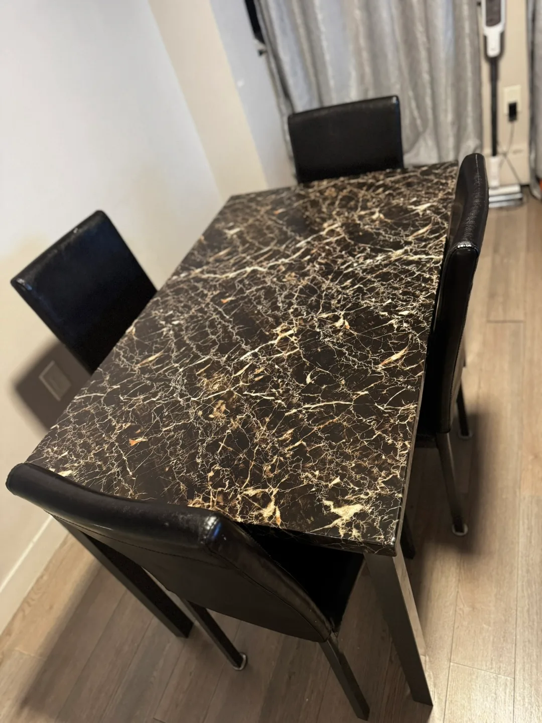 Black Marble Dining Table Set with Four Chairs image indicator(2)