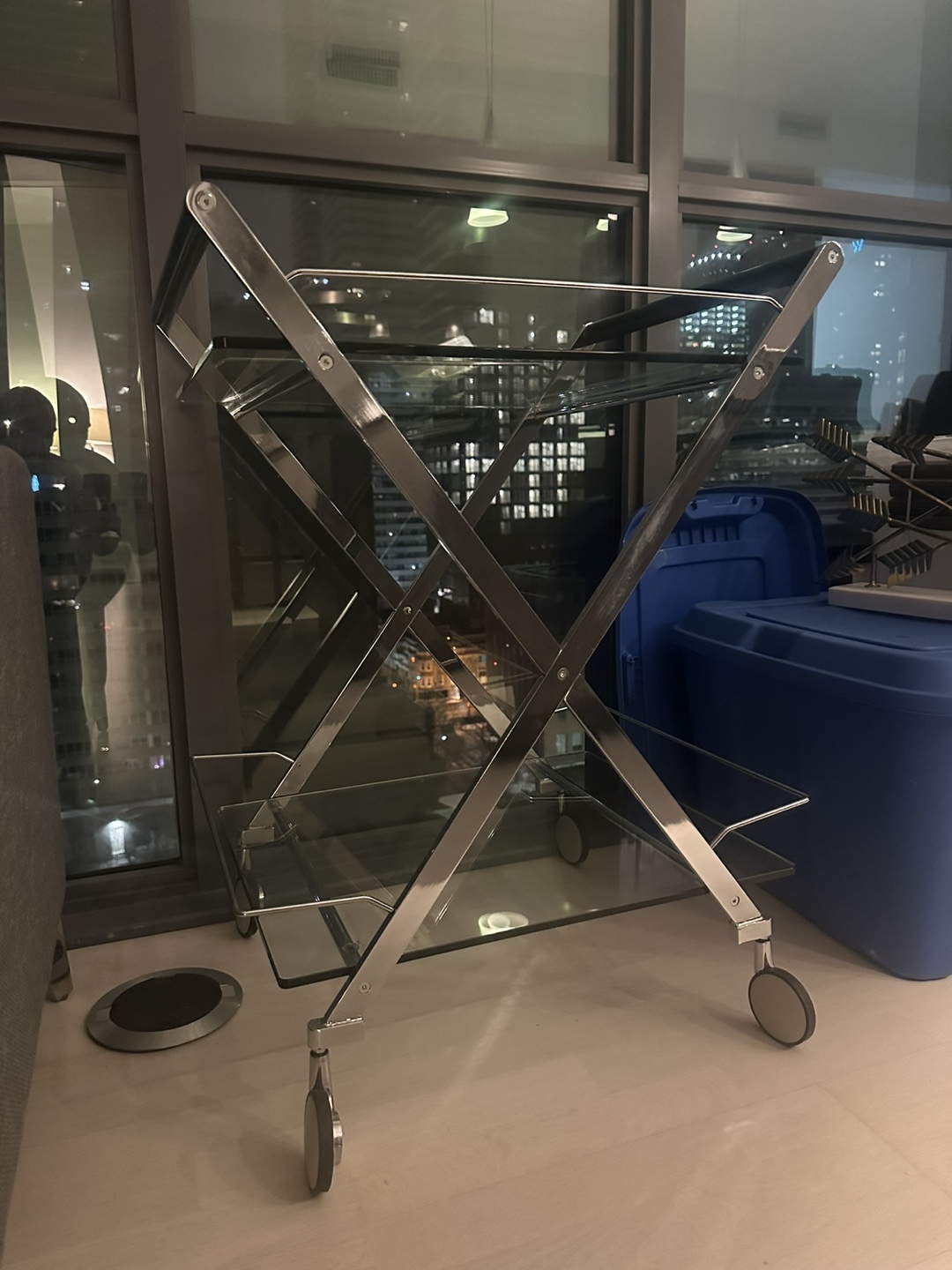 Glass and Chrome Serving Cart