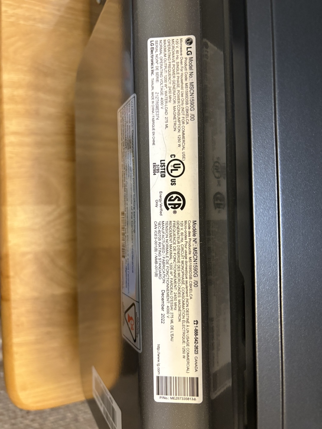 LG Microwave - MSCN1590G - photo 3