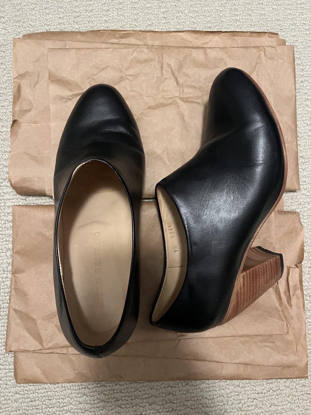 Dieppa Restrepo Black Leather Block Heel Ankle Boots - Size 9.5 - photo 2