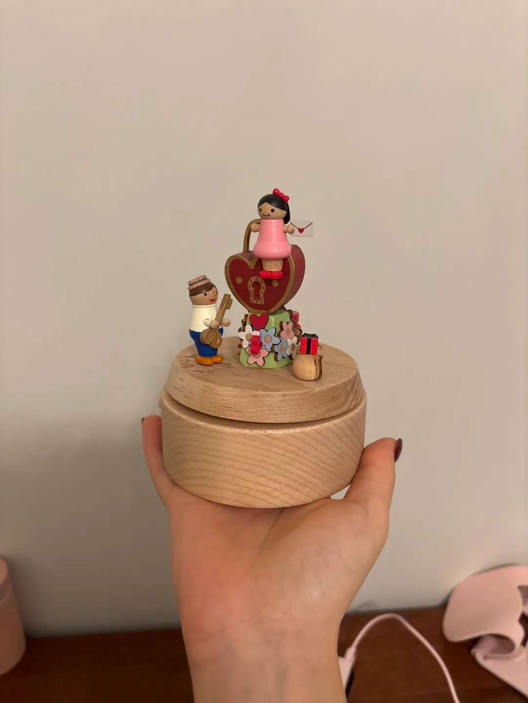 Wooden Music Box with Couple Figurines thumbnail