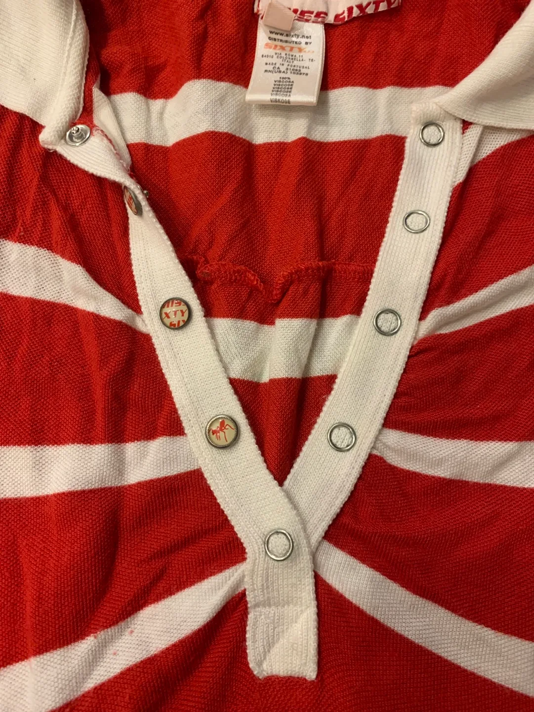 Miss Sixty Red and White Striped Polo Shirt image indicator(2)