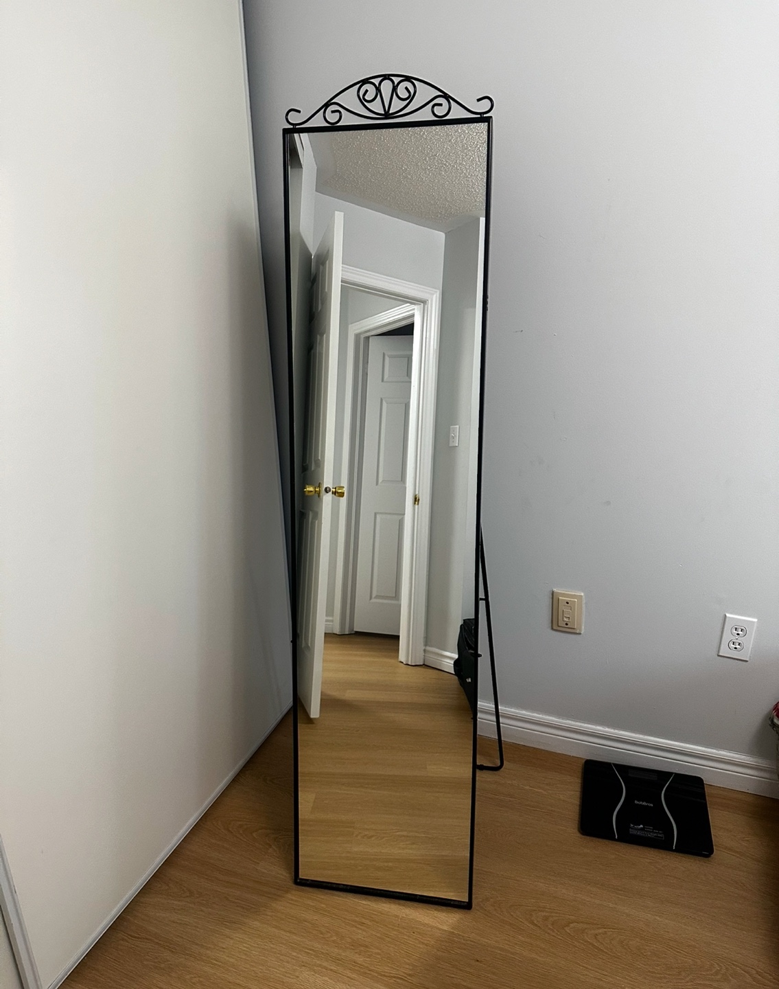 Full-Length Freestanding Mirror with Ornate Top
