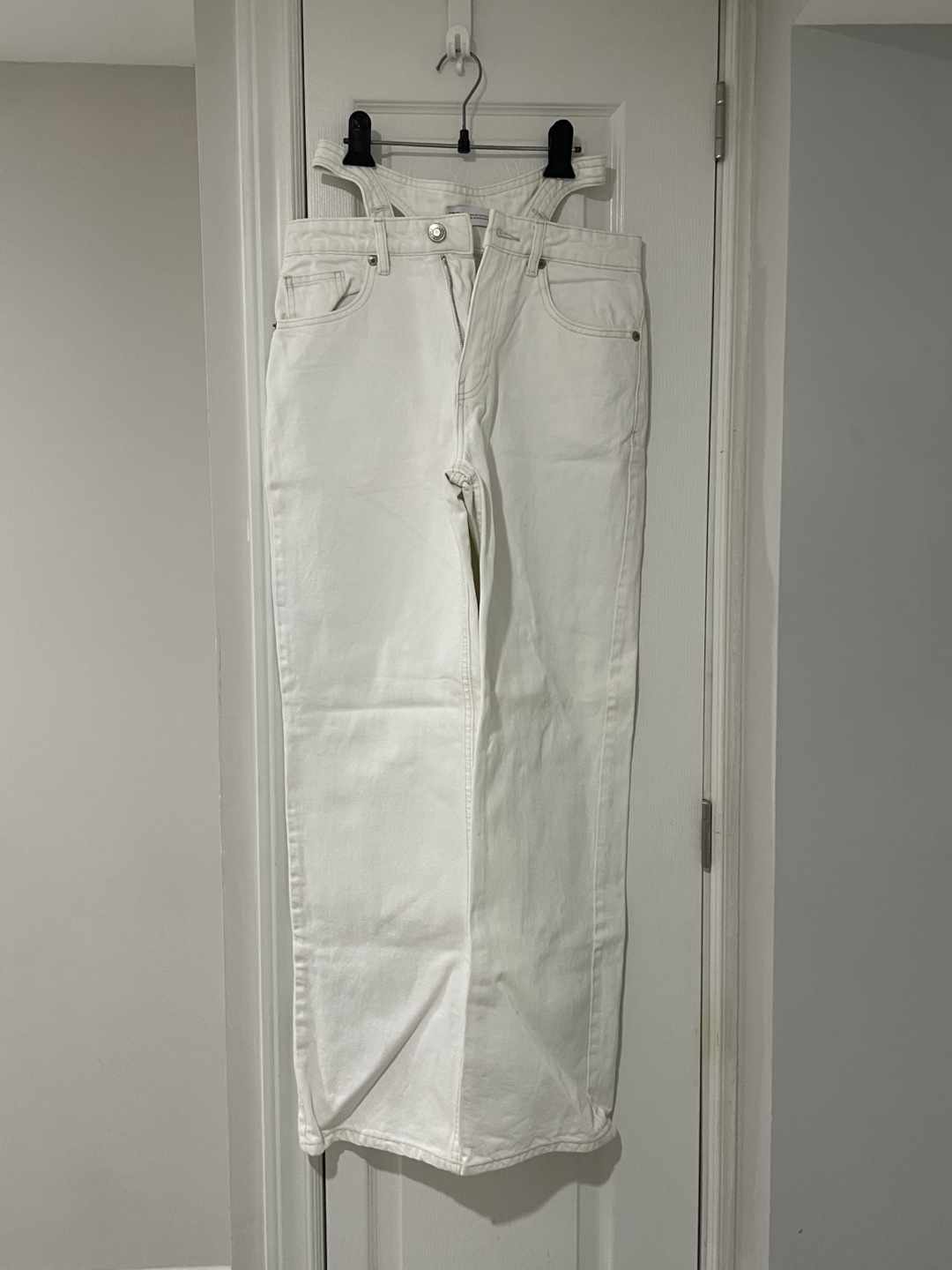 White Denim Jeans with Cut-Out Detail