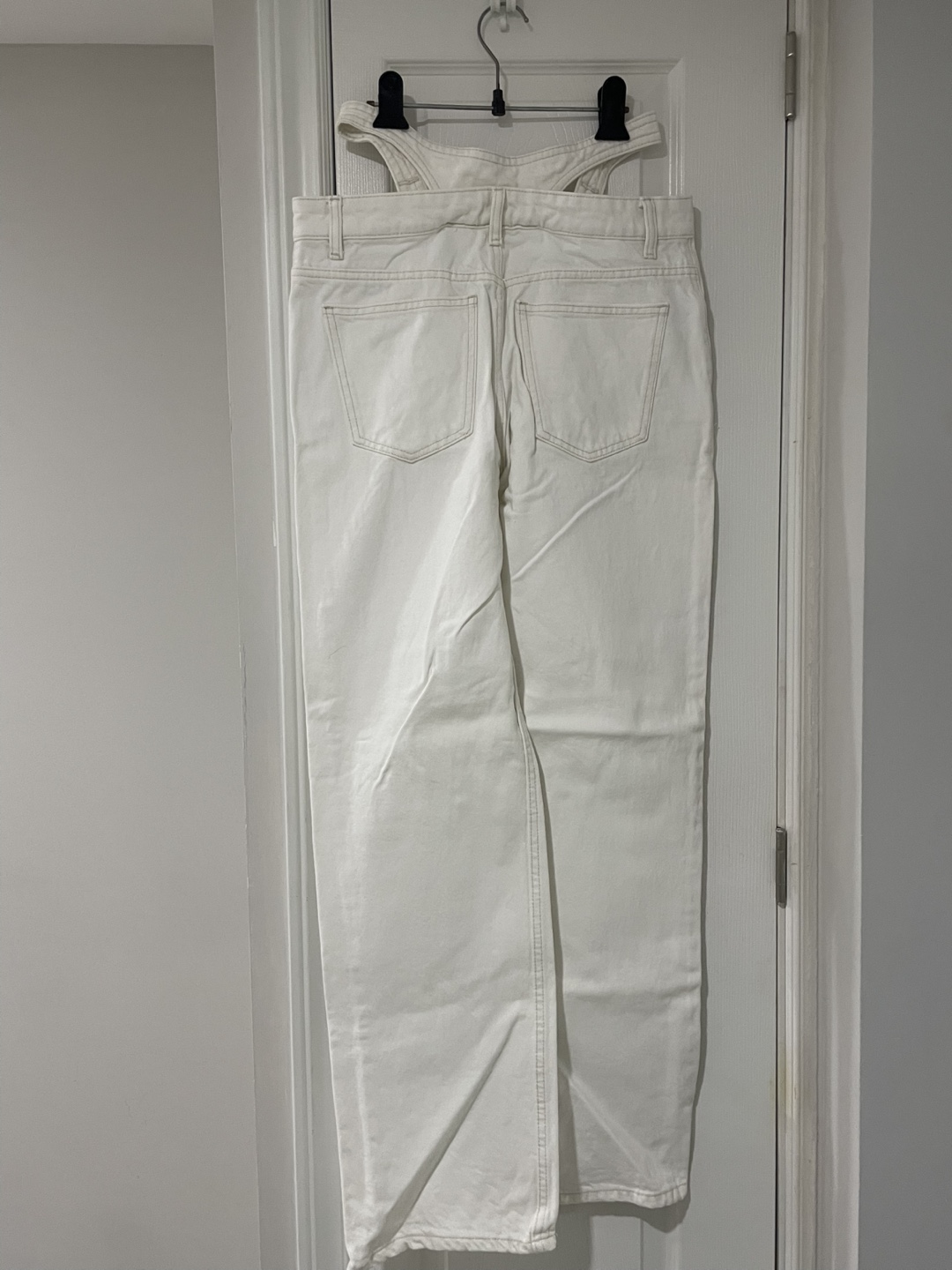White Denim Jeans with Cut-Out Detail - photo 2
