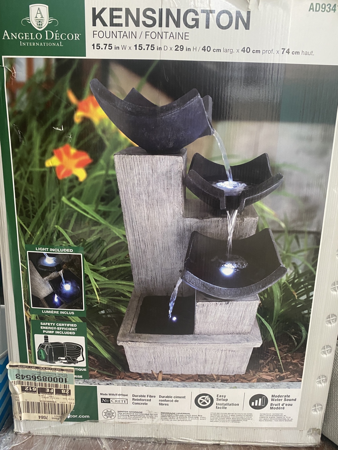 Angelo Décor Kensington 3-Tier Indoor/Outdoor Water Fountain
