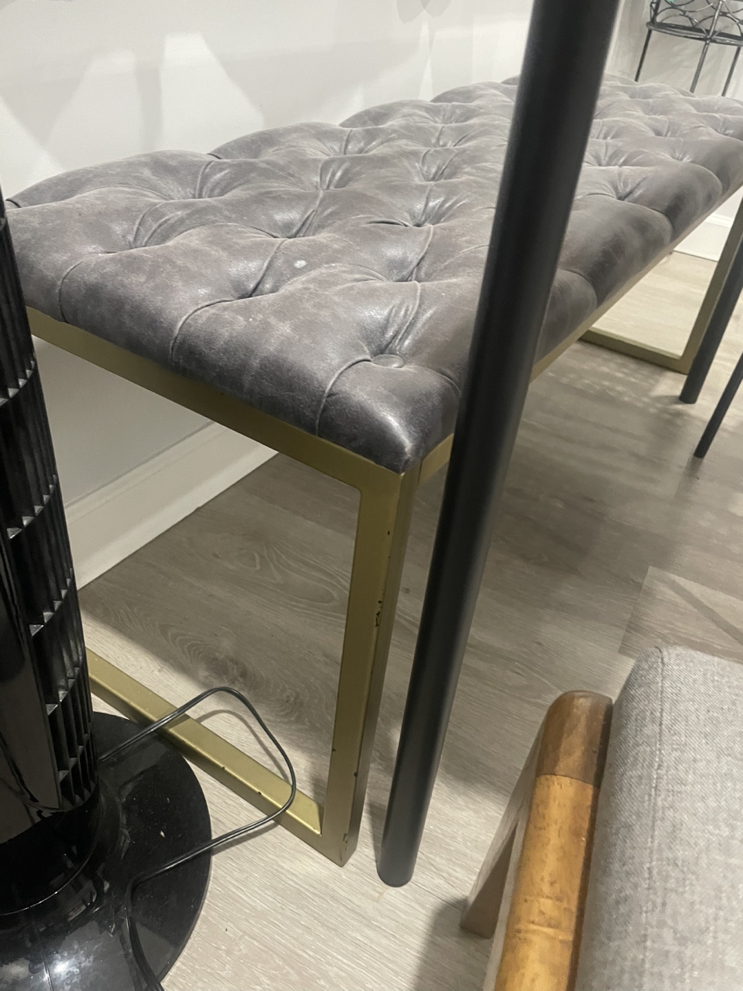Upholstered Bench with Gold Legs - photo 2