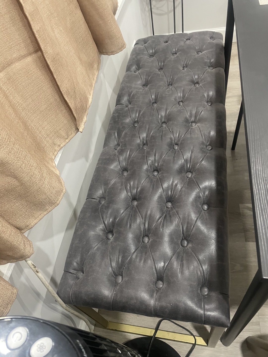 Upholstered Bench with Gold Legs