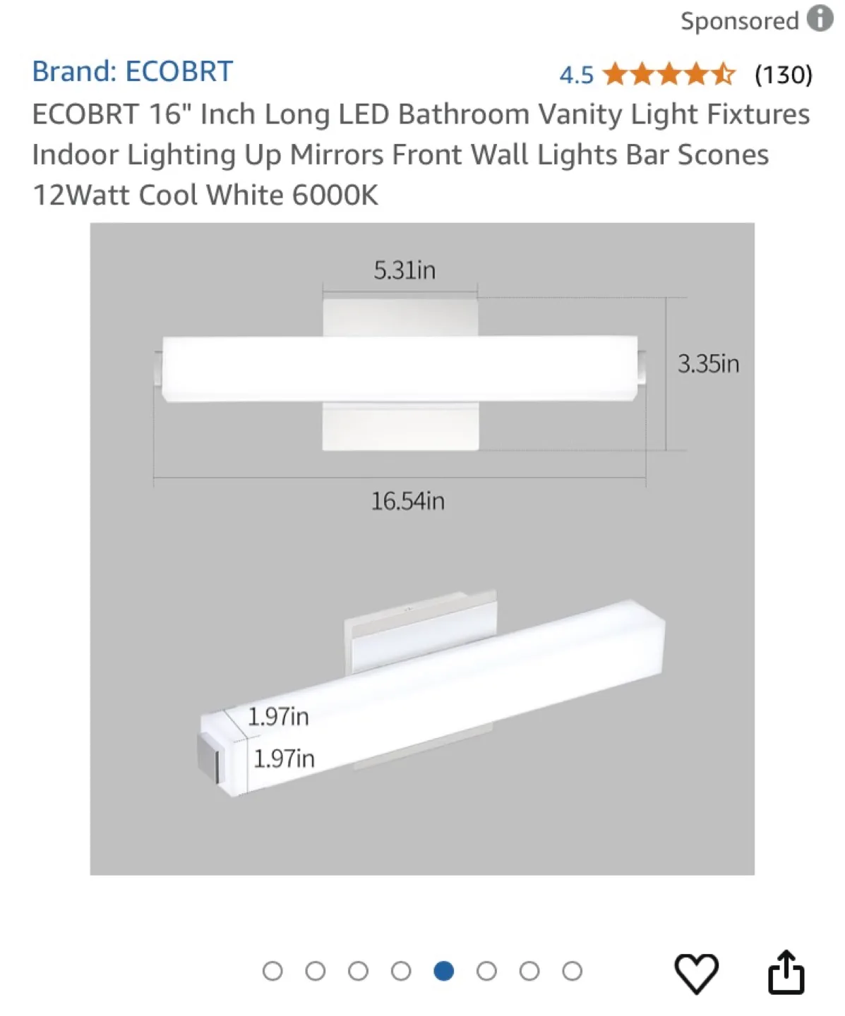 ECOBRT 16" LED Bathroom Vanity Light Fixture image indicator(6)