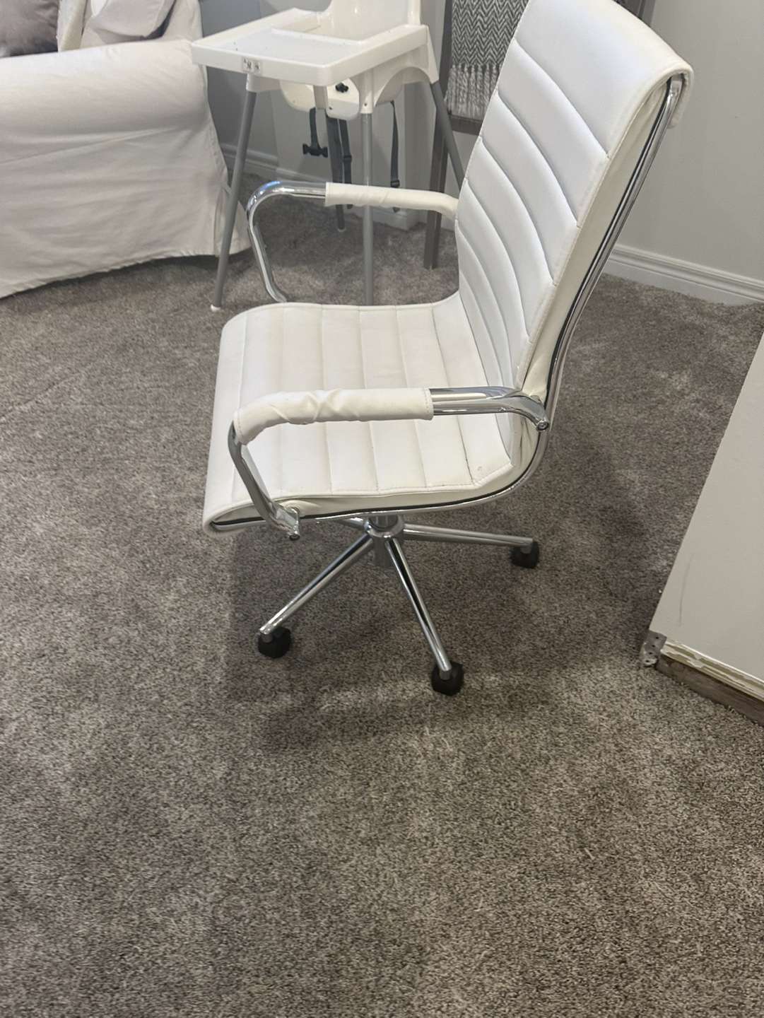 White Office Chair with Chrome Arms - photo 2