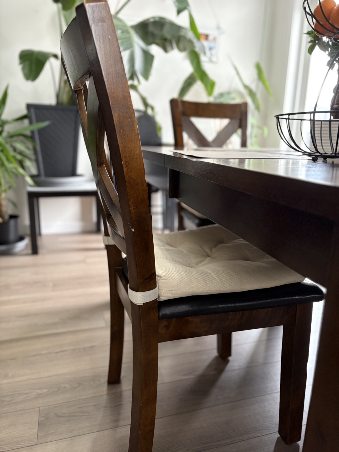Dark Brown Wood Dining Table and Three Chairs - photo 3
