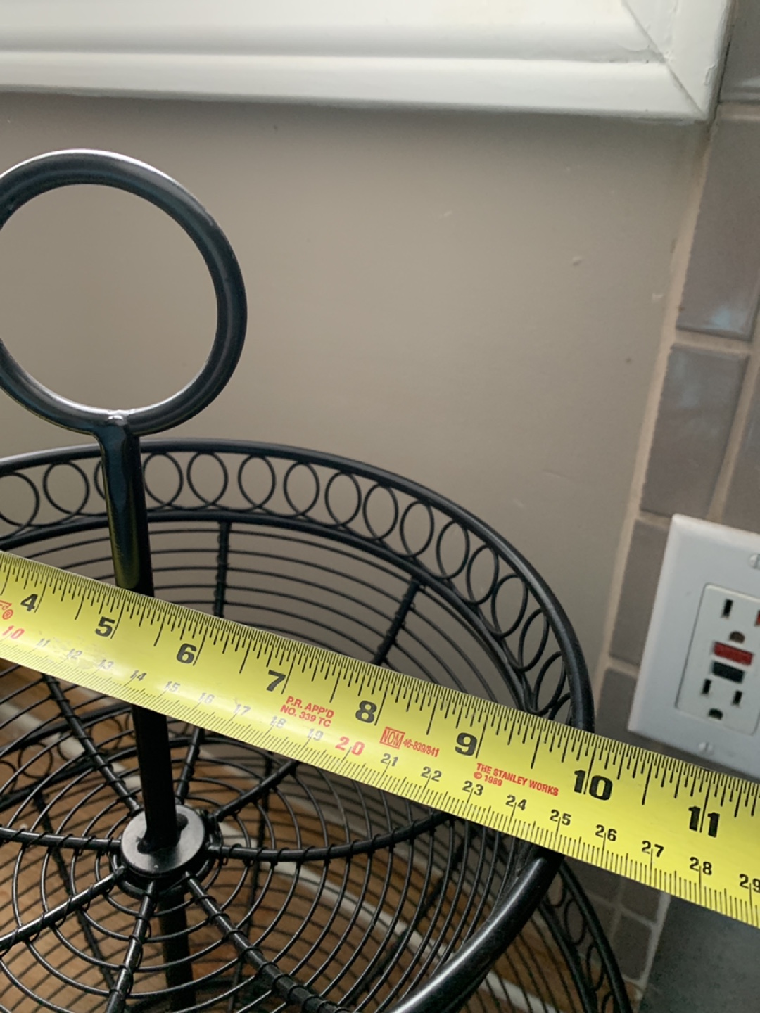 Two-Tiered Black Metal Wire Basket Stand - photo 3