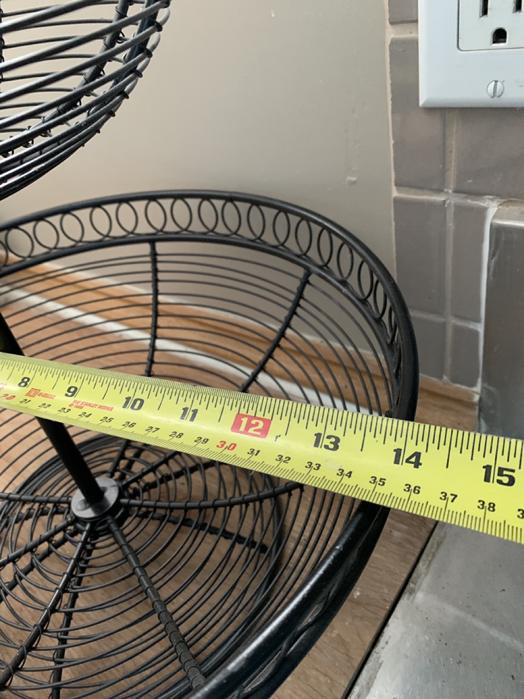 Two-Tiered Black Metal Wire Basket Stand - photo 2