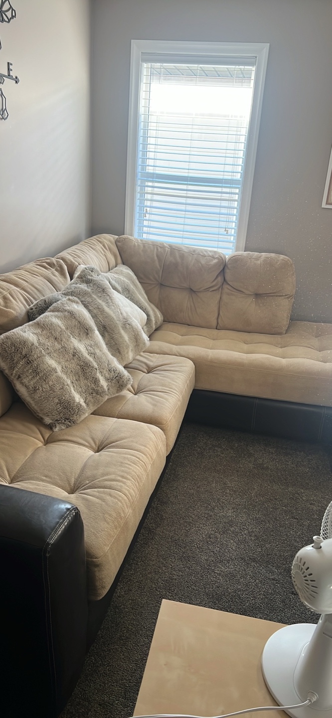 Beige Sectional Sofa with Tufted Cushions - photo 2