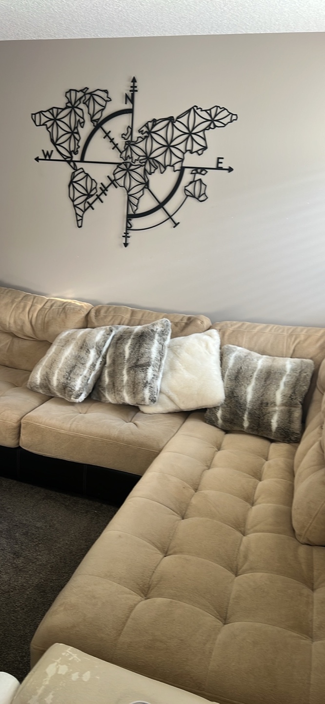 Beige Sectional Sofa with Tufted Cushions - photo 3