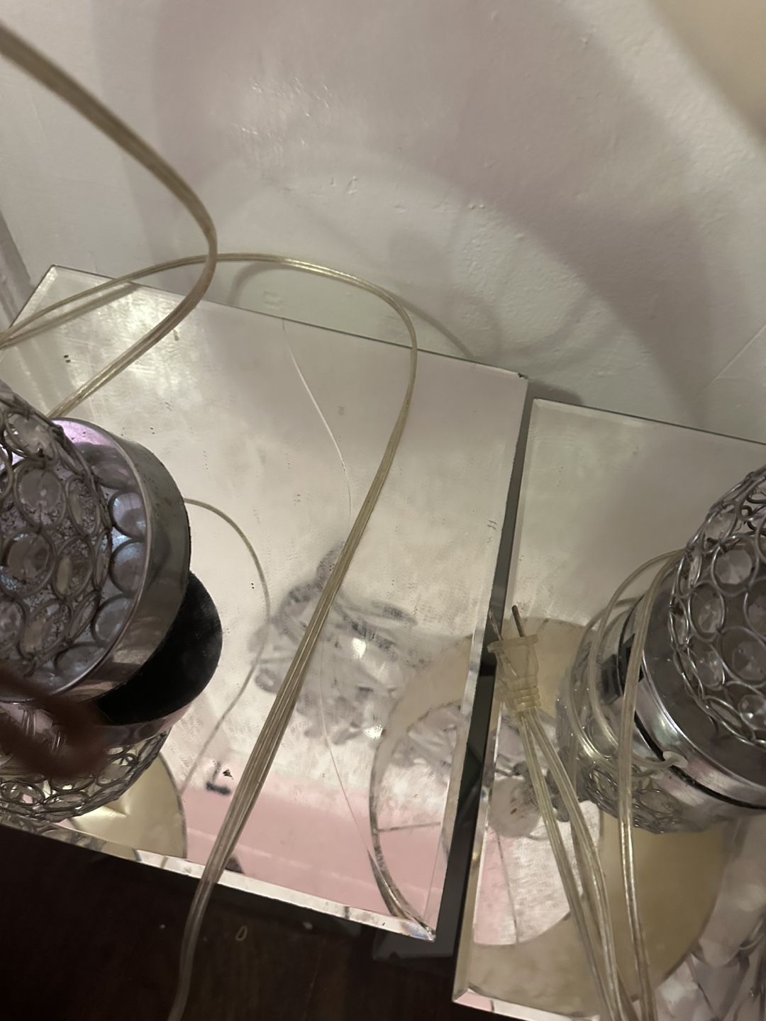 Pair of Mirrored Geometric End Tables - photo 2