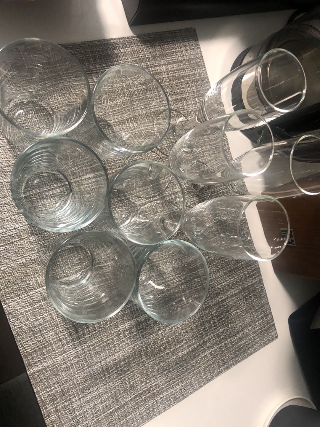 Set of 10 Glass Tumblers and Champagne Flutes