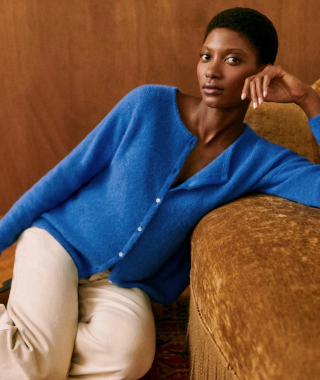 NEW Sezane Gaspard Cardigan - Blue XS thumbnail