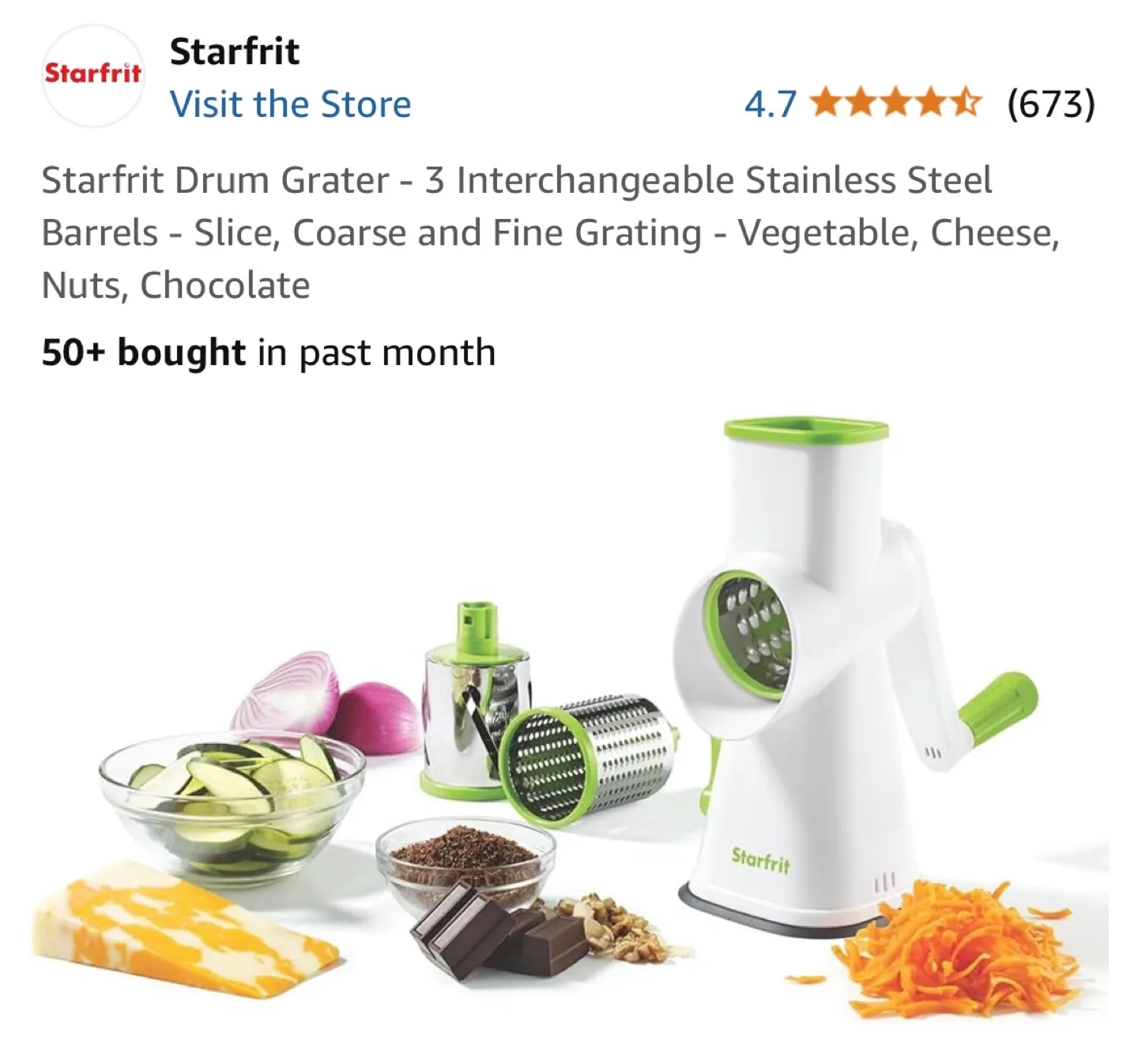 Starfrit Drum Grater - Brand New In Box - 3 Drums Included image indicator(7)