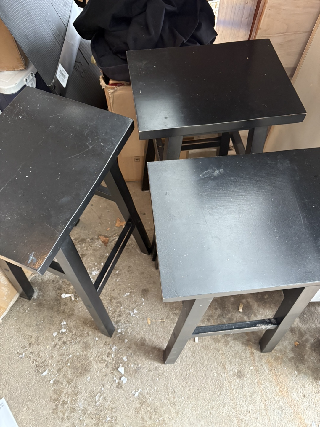 Three Black Bar Stools
