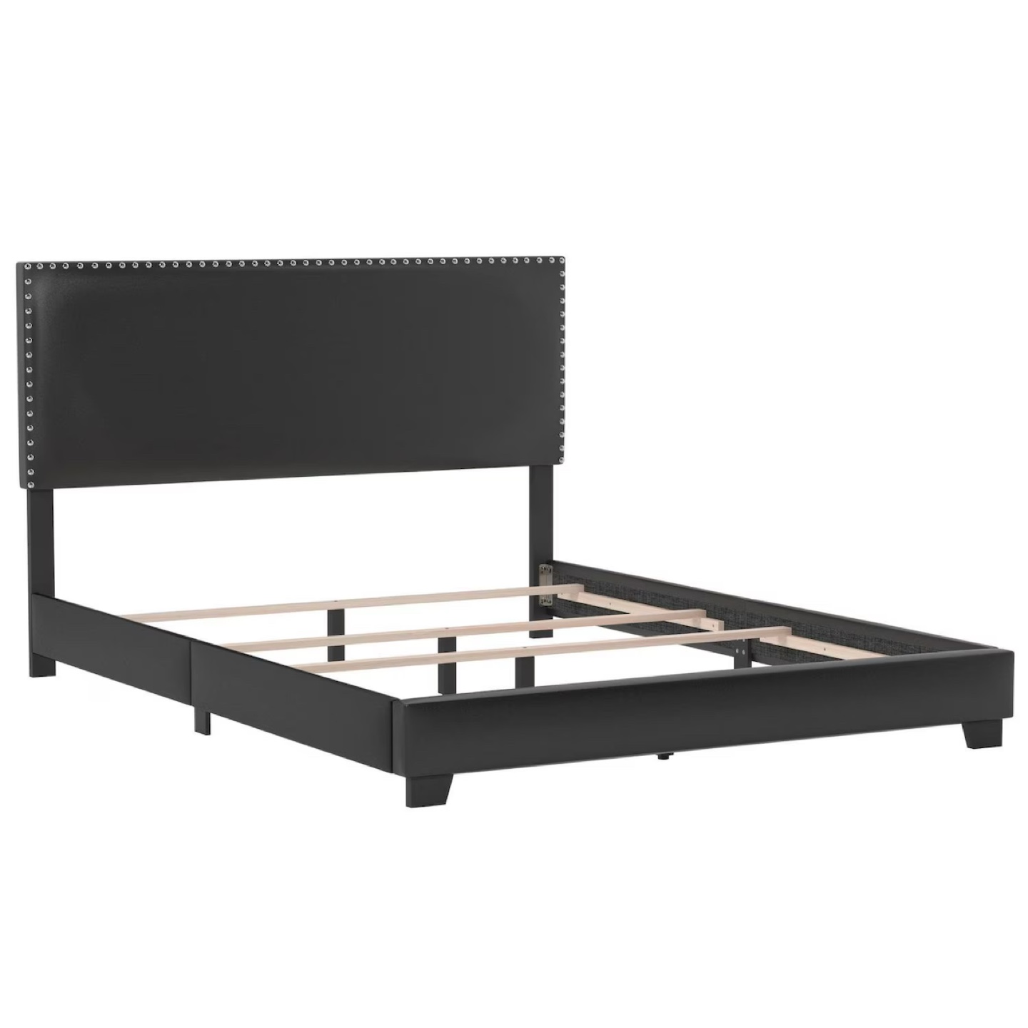Queen Upholstered Bed Frame, Black - photo 4
