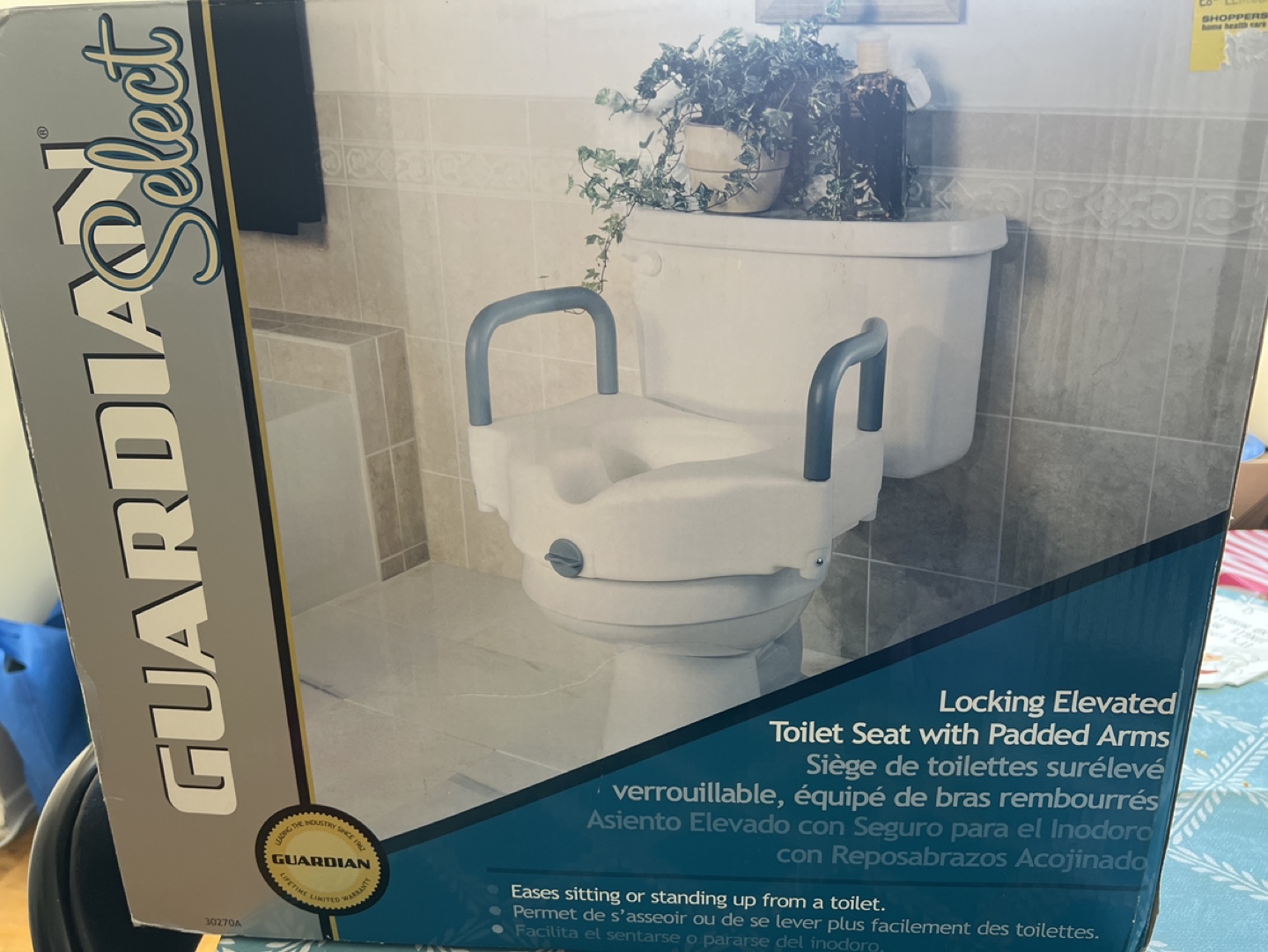 Guardian Select Locking Elevated Toilet Seat with Padded Arms