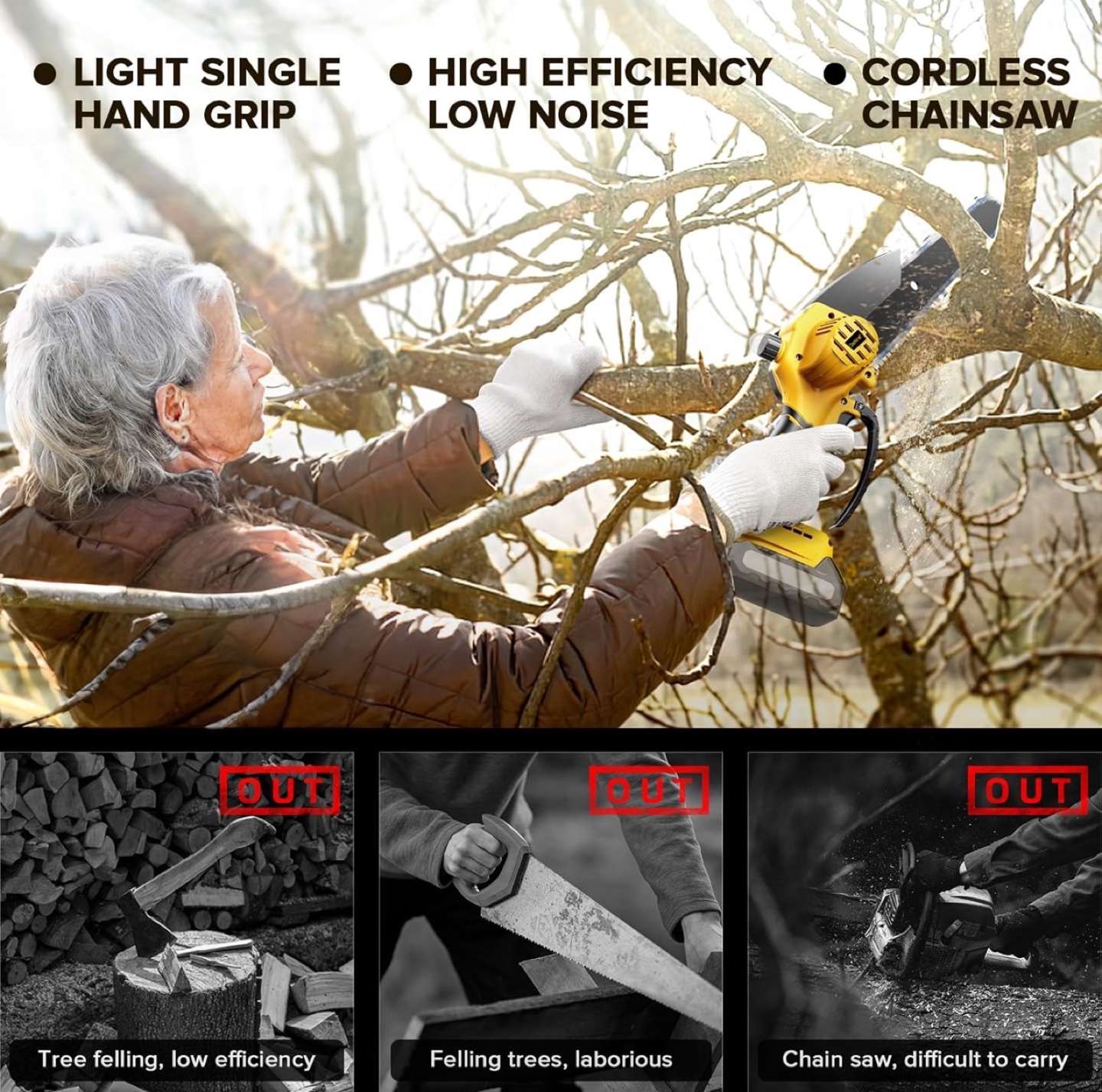 8" and 6" 2-in-1 Cordless Mini Chainsaw - 1000W - photo 5