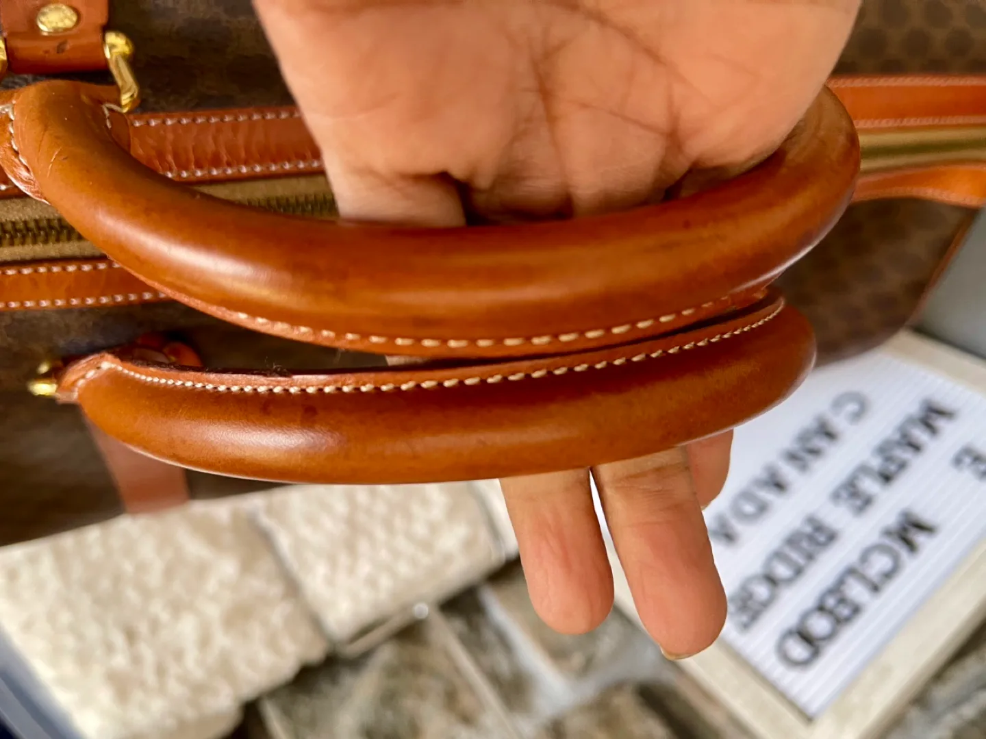 Vintage Celine Paris Made in Italy Brown & Tan Travel Bag image indicator(4)