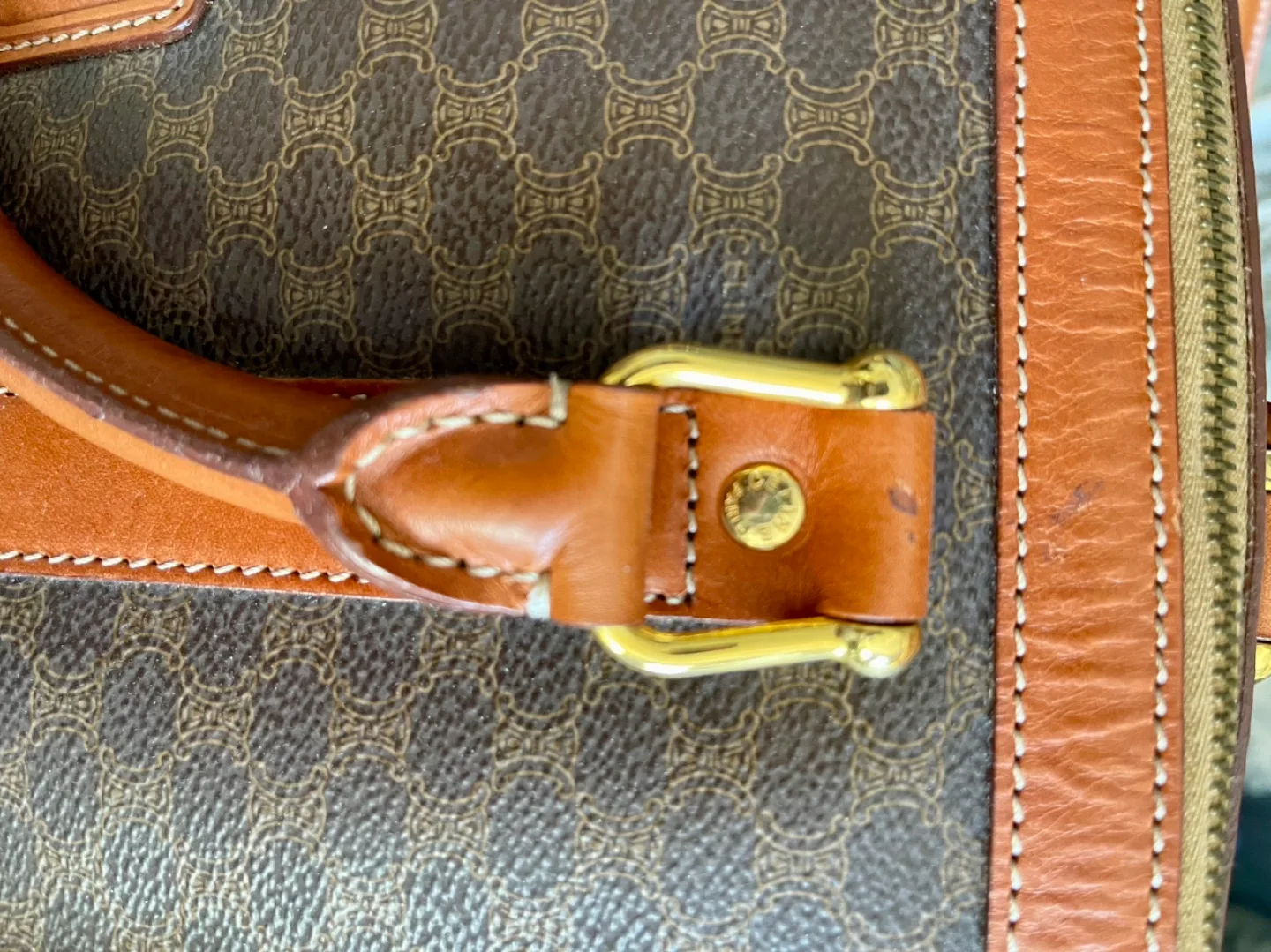 Vintage Celine Paris Made in Italy Brown & Tan Travel Bag image indicator(5)