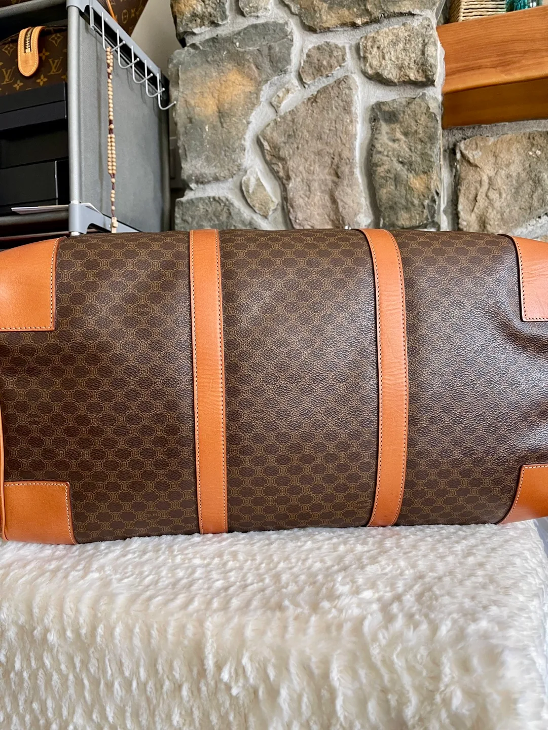 Vintage Celine Paris Made in Italy Brown & Tan Travel Bag image indicator(6)