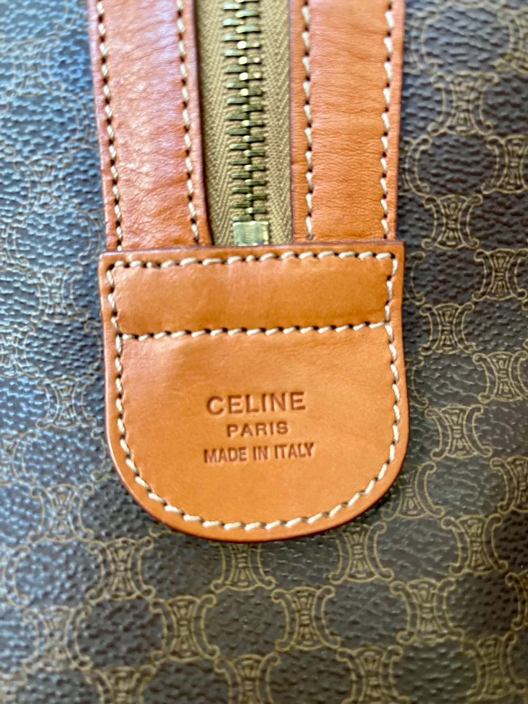 Vintage Celine Paris Made in Italy Brown & Tan Travel Bag image indicator(3)